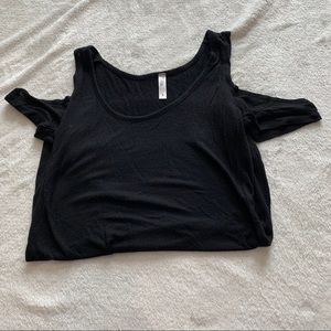 Black glitz shirt with cut out shoulders